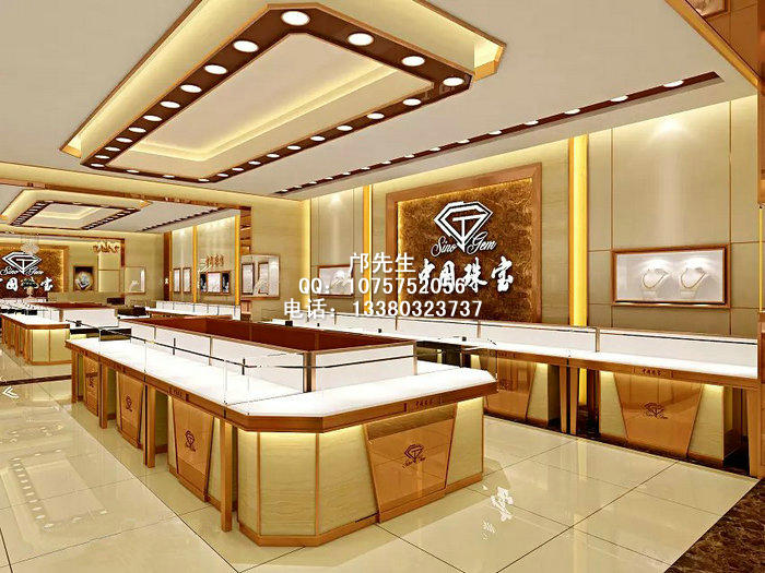 时尚高档中国珠宝展柜及店面装修设计效果